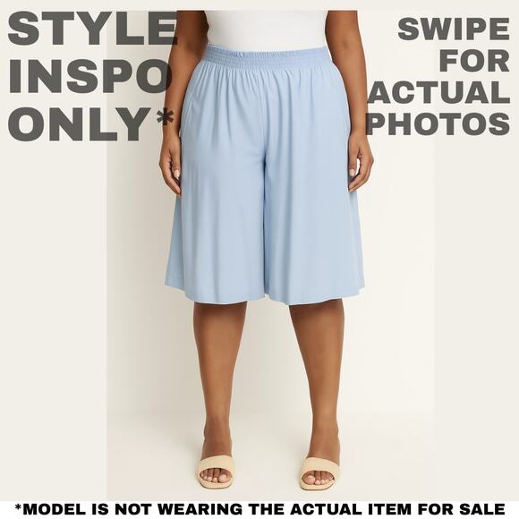 Karen Scott Light Blue Culottes, Size 16 – Classic Wide-Leg Comfort [0181] - Picture 3 of 10